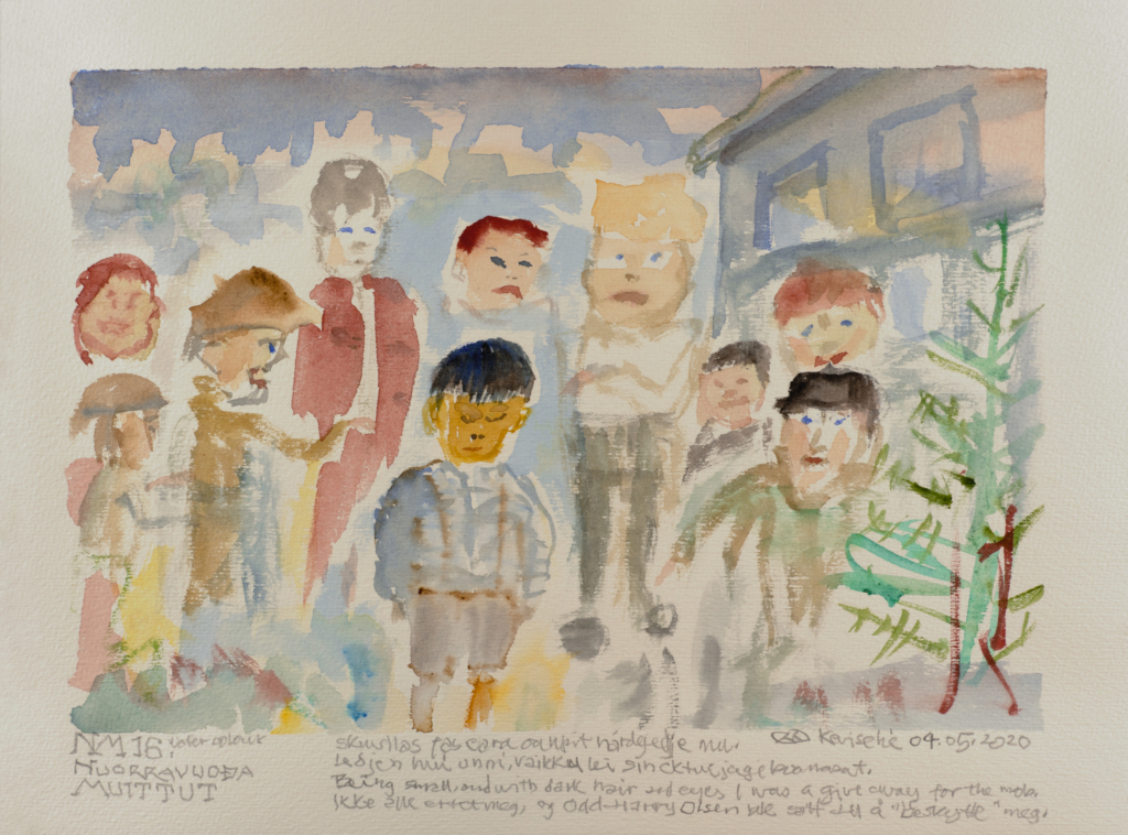 watercolor of a group of kids
