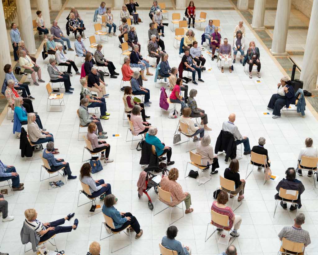 people doing chair yoga
