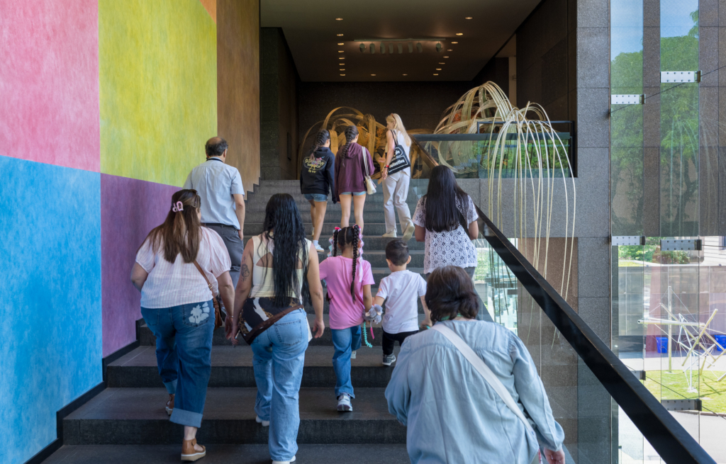 People walking up a staircase